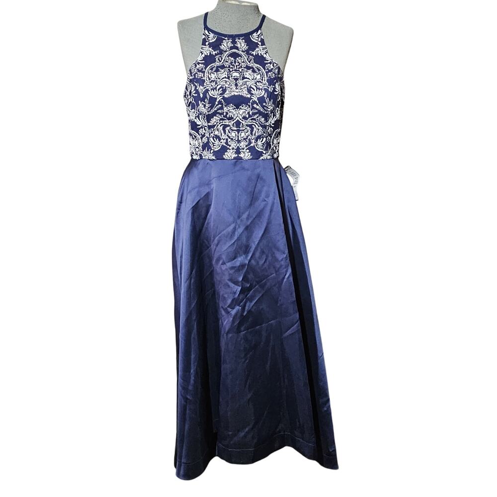 Blue Glitter Halter High Low Dress Size 15 New with Tags